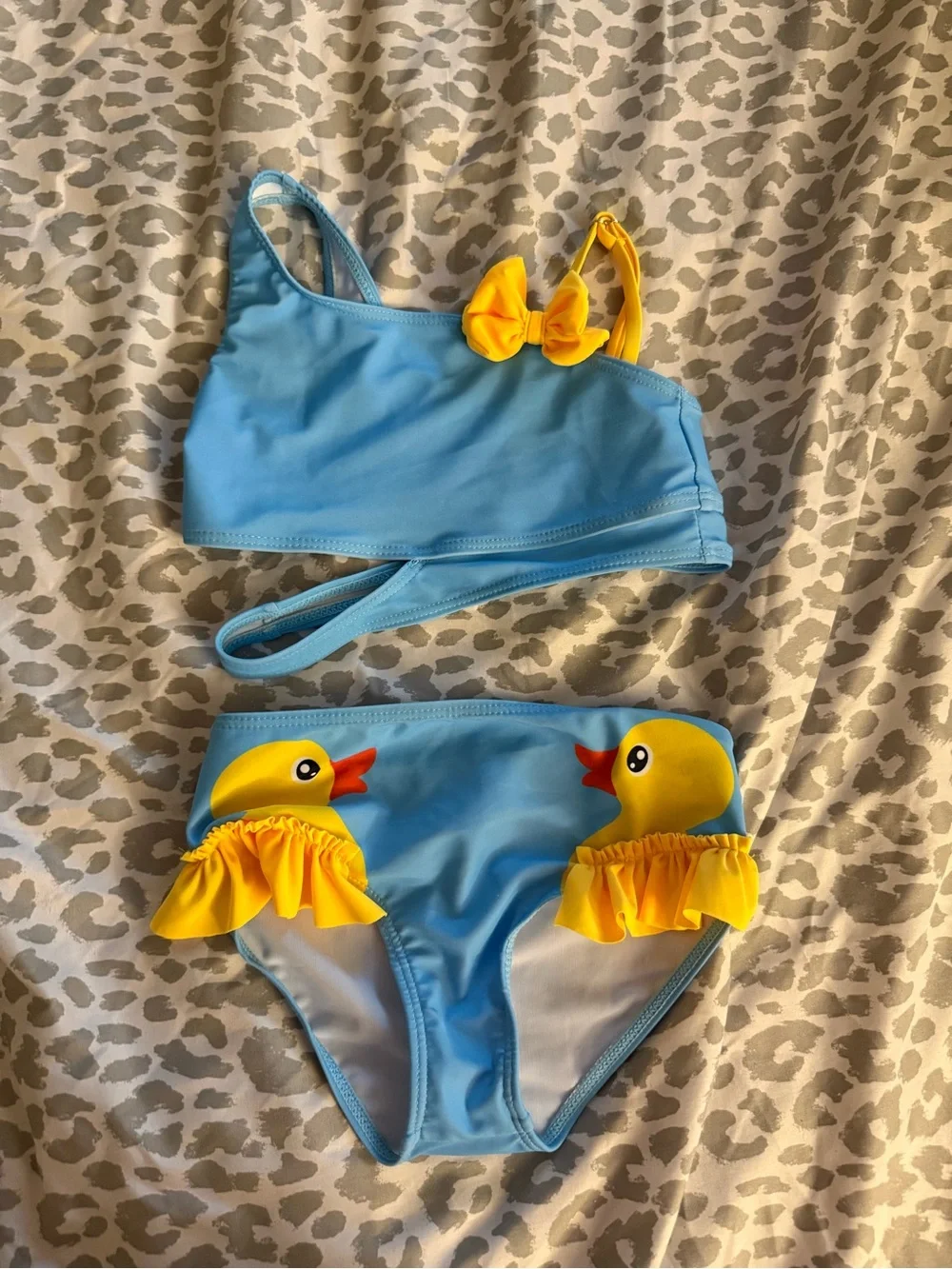 Blue & Yellow Duck Kids Bikini - Cute Ruffle Swim Set
